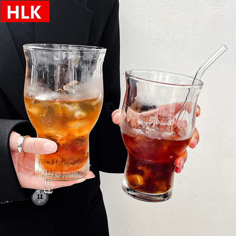 小眾復古寬口玻璃杯冰美式咖啡杯大容量蘇打氣泡水杯飲品杯果茶杯