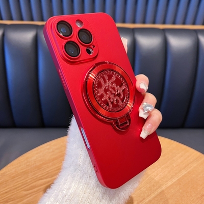 适用苹果16promax手机壳2025新款iPhone17pro镜头膜全包防摔15新年款红色13发财旋转磁吸支架12男女款保护套