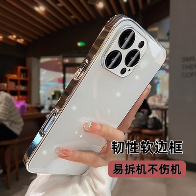 KENKO 冰晶玻璃苹果16promax手机壳2025新款iPhone15镜头全包14pro高级感轻奢女款13超好看防摔男士夏季外壳