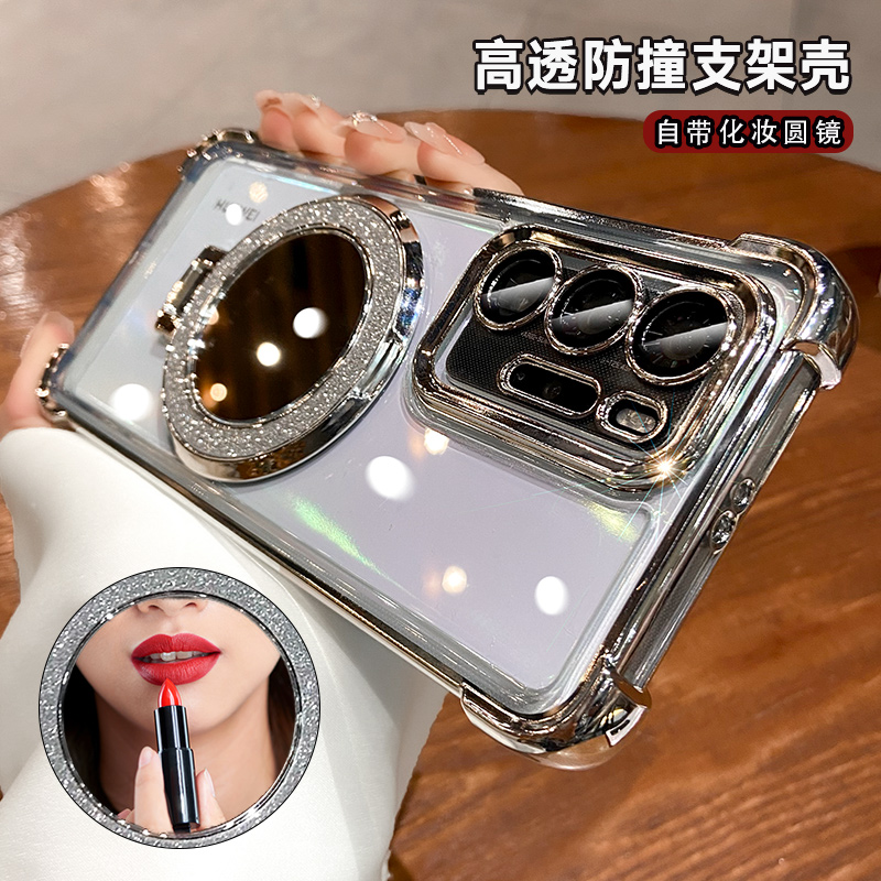 四角防摔适用华为p40pro手机壳新款pura70全包镜头防摔p60高级感女款p50镜子磁吸支架p70pro透明硅胶2024软套