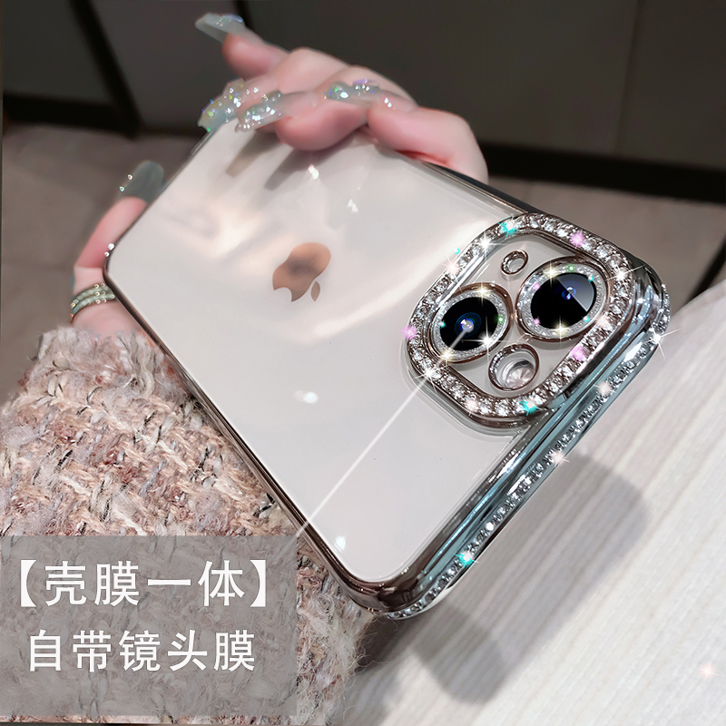 苹果奢华水钻网红镜头膜防摔壳