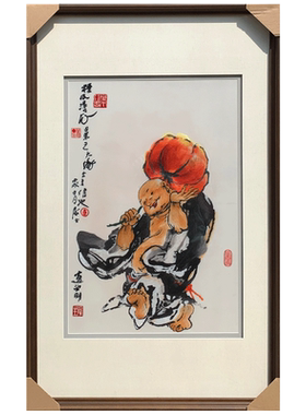 苏秀天地手工苏绣刺绣人物南瓜种瓜得瓜刺绣壁画卧室玄关书房挂画