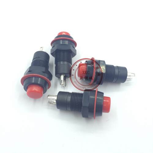 改装塑料|自锁复位 按钮开关 口径10MM 1A/250V红色 圆头带锁开关