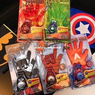 漫威动漫钢铁蜘蛛侠儿童玩具手套美国队长手腕发射器男童弹射