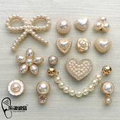 金属质感珍珠鞋 新款 扣配件卡骆驰 洞洞鞋 配饰 Crocs鞋 花正品