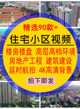 住宅小区视频楼房盘高层房地产建筑延时LED大屏航拍动态剪辑素材