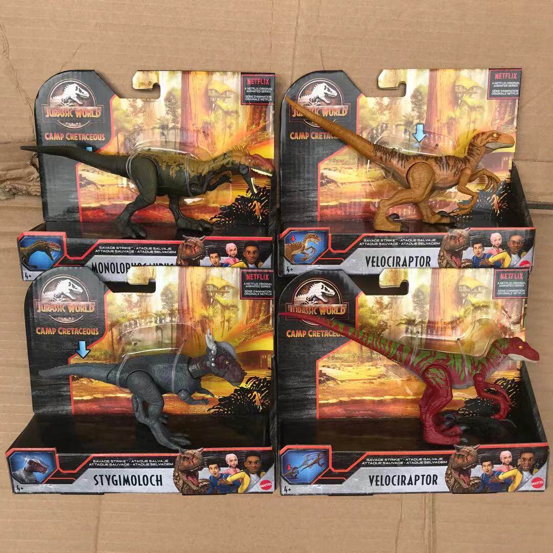 MATTEL JURASSIC WORLD 2 VELOCIRAPTOR STYXOSAURUS MONOCLAST 공동 이동식 공룡 장난감 GCR54