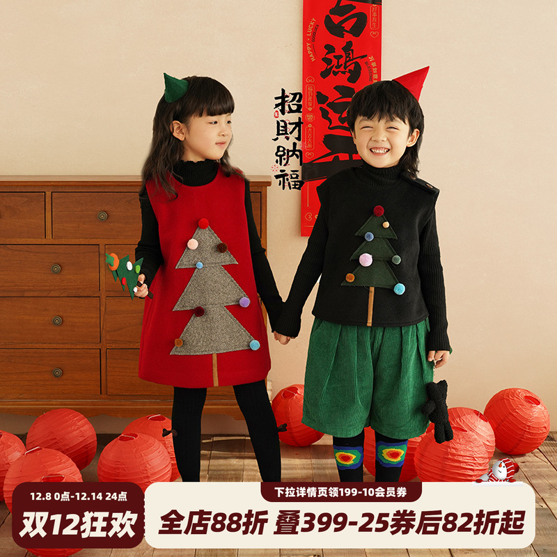 女童毛呢马甲新款儿童背心裙