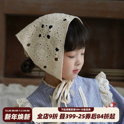 砚台家女童韩版时尚针织钩花镂