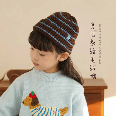 砚台家女童百搭条纹帽
