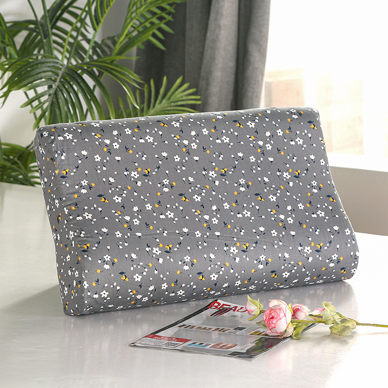 拉链式全棉单人枕套40*60cm乳胶枕芯套波浪形记忆枕套斜纹枕头套