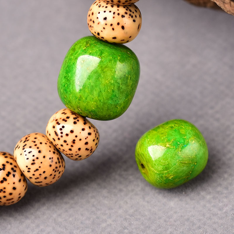 天然菜籽黄绿松石配珠散珠单珠桶珠配饰单颗隔珠件原矿石老型珠子