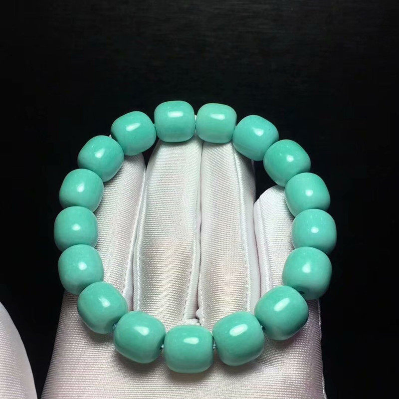 남성용 및 여성용 청록색 팔찌 팔찌 구식 구슬 배럴 구슬 호북 원시 광산 순수 천연 원석 높은 도자기 액세서리