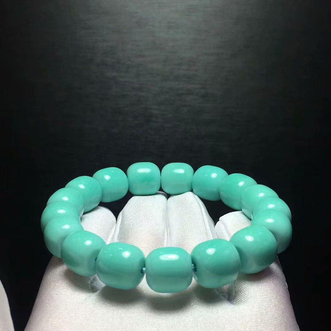 남성용 및 여성용 청록색 팔찌 팔찌 구식 구슬 배럴 구슬 호북 원시 광산 순수 천연 원석 높은 도자기 액세서리