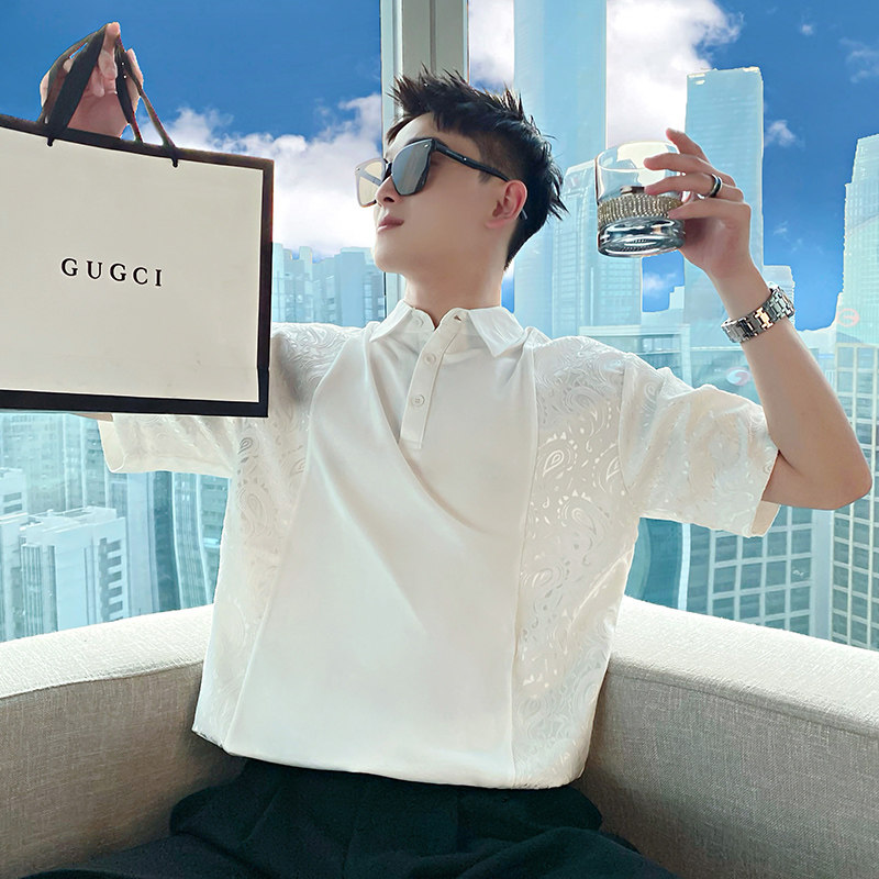 翻领短袖2024新款衣服男装T恤图片