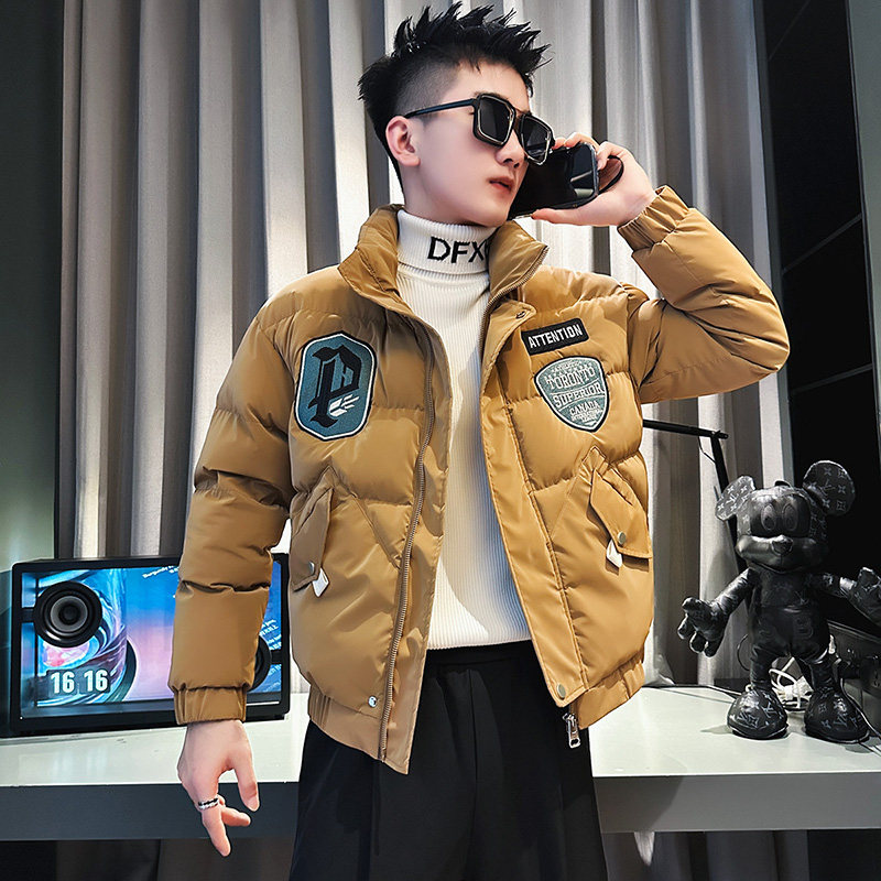 贴标加厚棉服2022新款痞帅