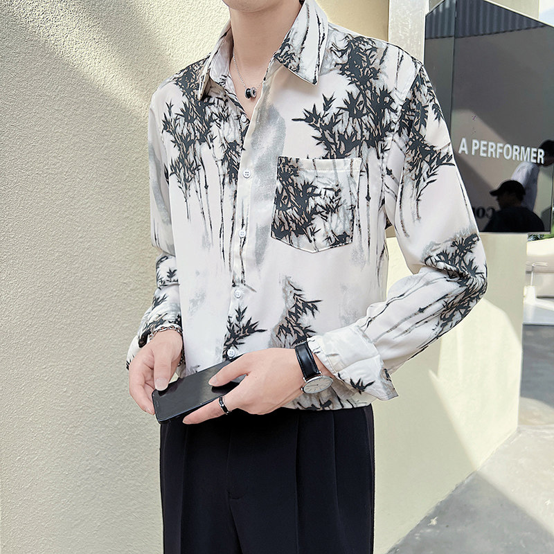 发型师潮流男装春秋季痞帅衬衫