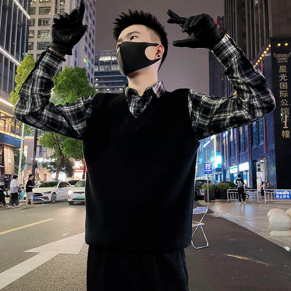 格子打底衫男款修身痞帅长袖T恤