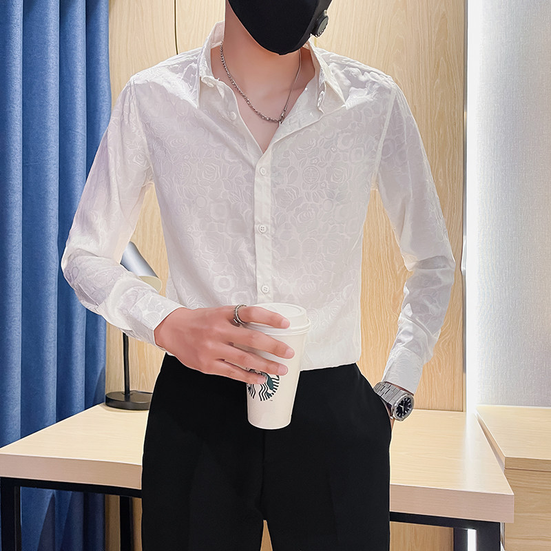 翻领修身男装上衣百搭衬衣