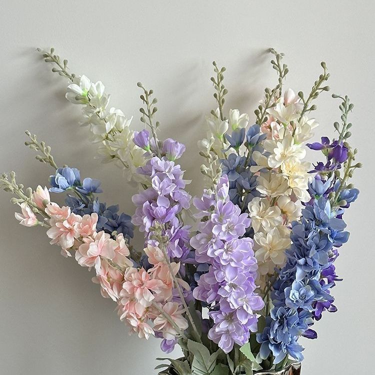 仿真花假飞燕草植绒2叉仿真风信子绢花婚庆路引客厅装饰紫罗兰