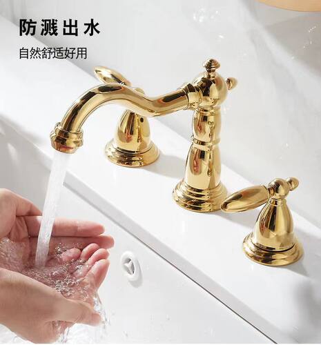 高端全铜欧式三孔水龙头加厚旋转