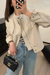 短款 休闲小皮衣外套女宽松显瘦pu皮机车服时尚 夹克 新款 2024春秋季