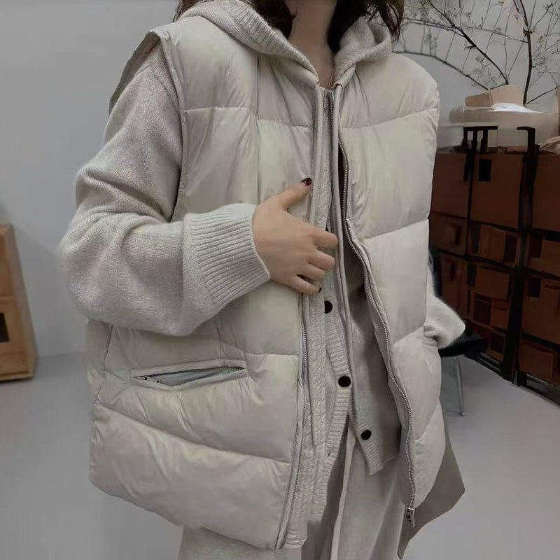 领口抽绳羽绒棉马甲短外套女2025秋冬新款宽松百搭加厚保暖背心潮,女装/女士精品,马夹,淘宝优惠券,粉丝福利购,淘宝优惠卷