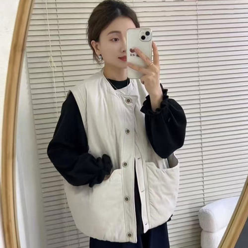 2025秋冬新款大口袋棉马甲女