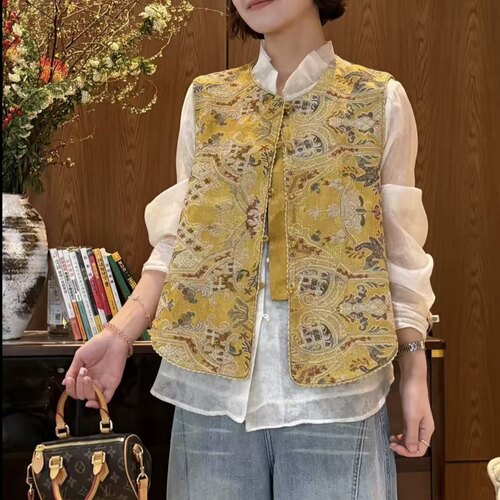 春季新款新中式重工提花刺绣马甲
