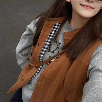 小个子宽松短款棉马甲外套