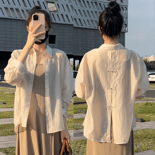 宽松百搭长袖纽扣衬衫