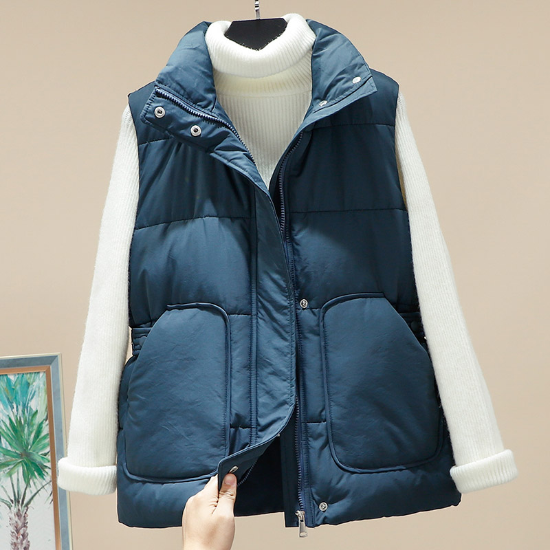 羽绒棉马甲女2025秋冬韩版收腰显瘦无袖背心坎肩短款外套大口袋潮