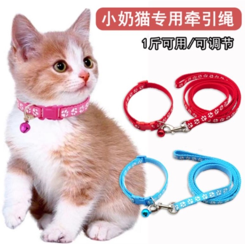 幼猫牵引绳猫咪专用防挣脱可调节小奶猫茶杯犬幼犬外出德文遛猫绳