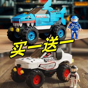 机械系列大脚车怪兽汽车巨齿鲨越野车积木男孩拼装益智儿童玩具6