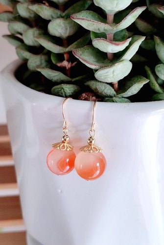 其他绯红玛瑙蜜桃粉甜美耳饰纯银