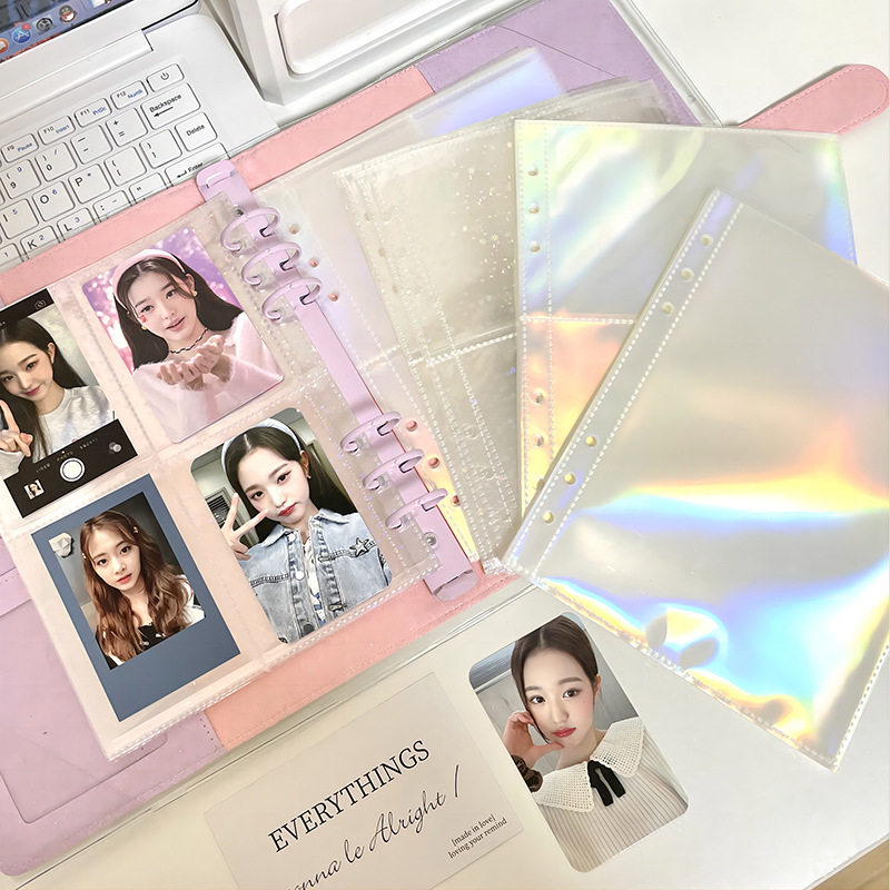 A5 레인보우 레이저 스타 카드 페이지 구카 포토 앨범 내부 페이지 아이돌 앨범 포토 카드 엽서 수납 앨범 루스 리프