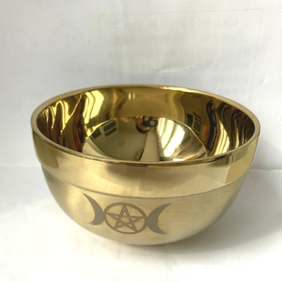 三相月五芒星仪式 金色不锈钢碗Altar Pentacle Bowl摆件 碗收纳碗