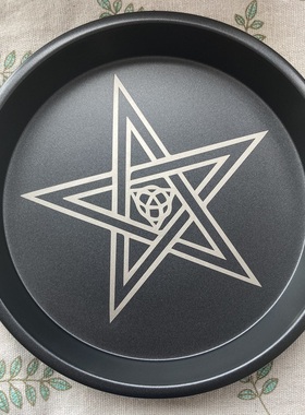 仪式圆形 五芒星 烛台 置物盘 摆件 蜡烛 三相月盘