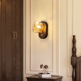 卧室床头壁灯中古风美式复古走廊客厅背景墙灯设计师款氛围感灯具