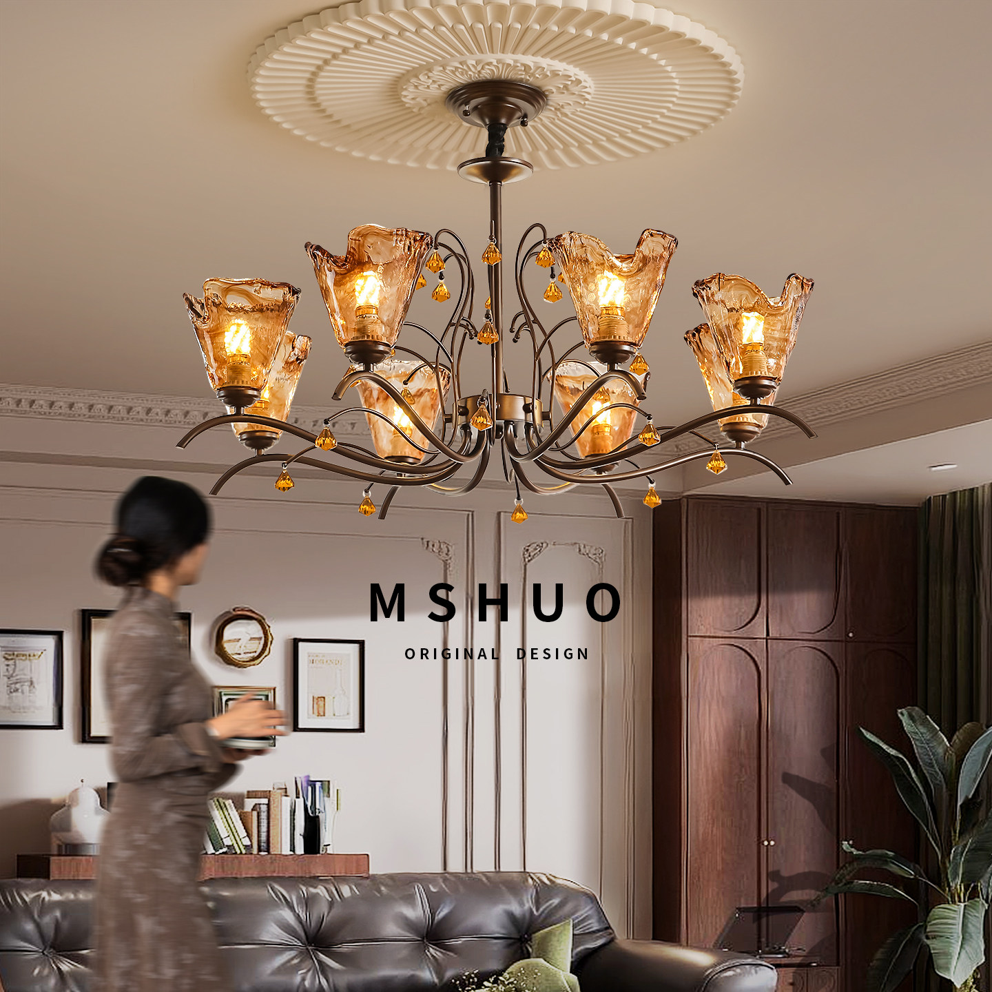 客厅吊灯法式复古中古风大厅主灯美式南洋风高端大气设计师餐厅灯