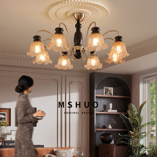 客厅吊灯法式复古高级感大厅主灯美式南洋风中古vintage卧室灯具