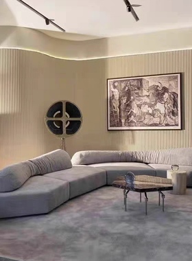 意式设计师极简轻奢转角网红edra岩石模块布艺弧形异形组合沙发