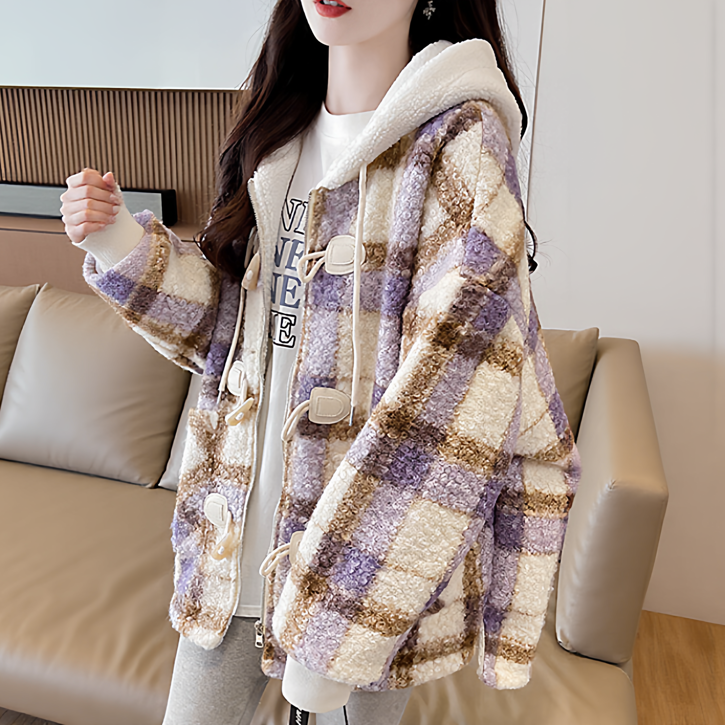 加绒加厚羊羔毛外套女秋冬2025新款初高中学生宽松小个子棉服上衣
