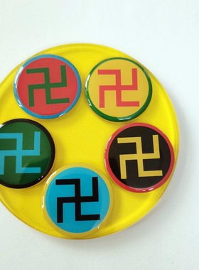 8.3厘米黄铜双面五行掌中宝摆件五行通关太极八卦盘金木水火土