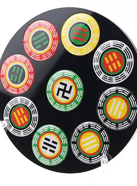 12公分单面七彩五行太极后天八卦补角盘房屋室内摆件黄铜工艺文创