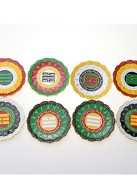 合金烤漆版莲花边八卦室内补角盘8.5公分室内摆件装饰用品