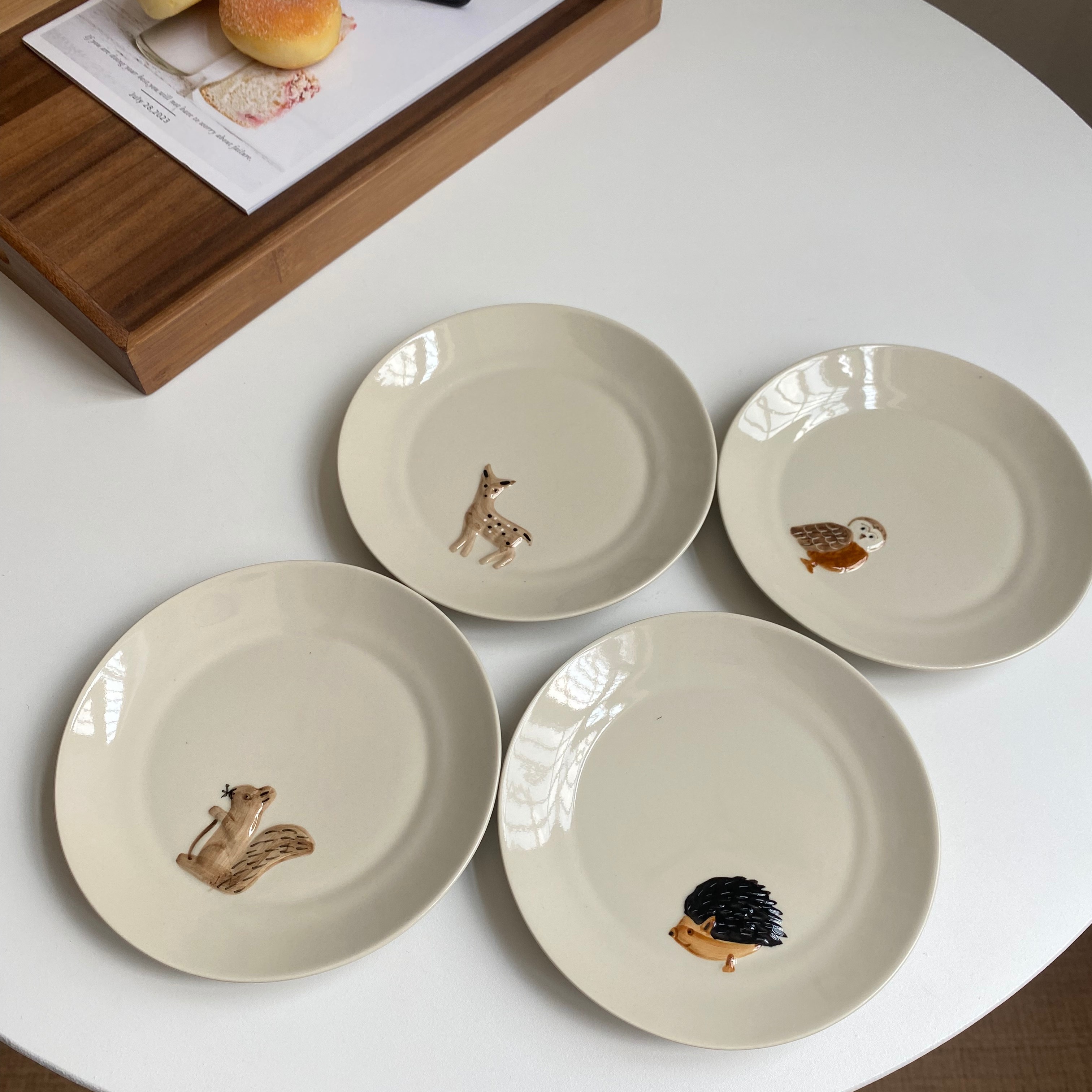 大厂订单 故里 陶瓷吐骨碟家用小盘子日式釉下彩复古盘微波炉可用