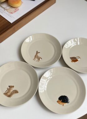 大厂订单 故里 陶瓷吐骨碟家用小盘子日式釉下彩复古盘微波炉可用