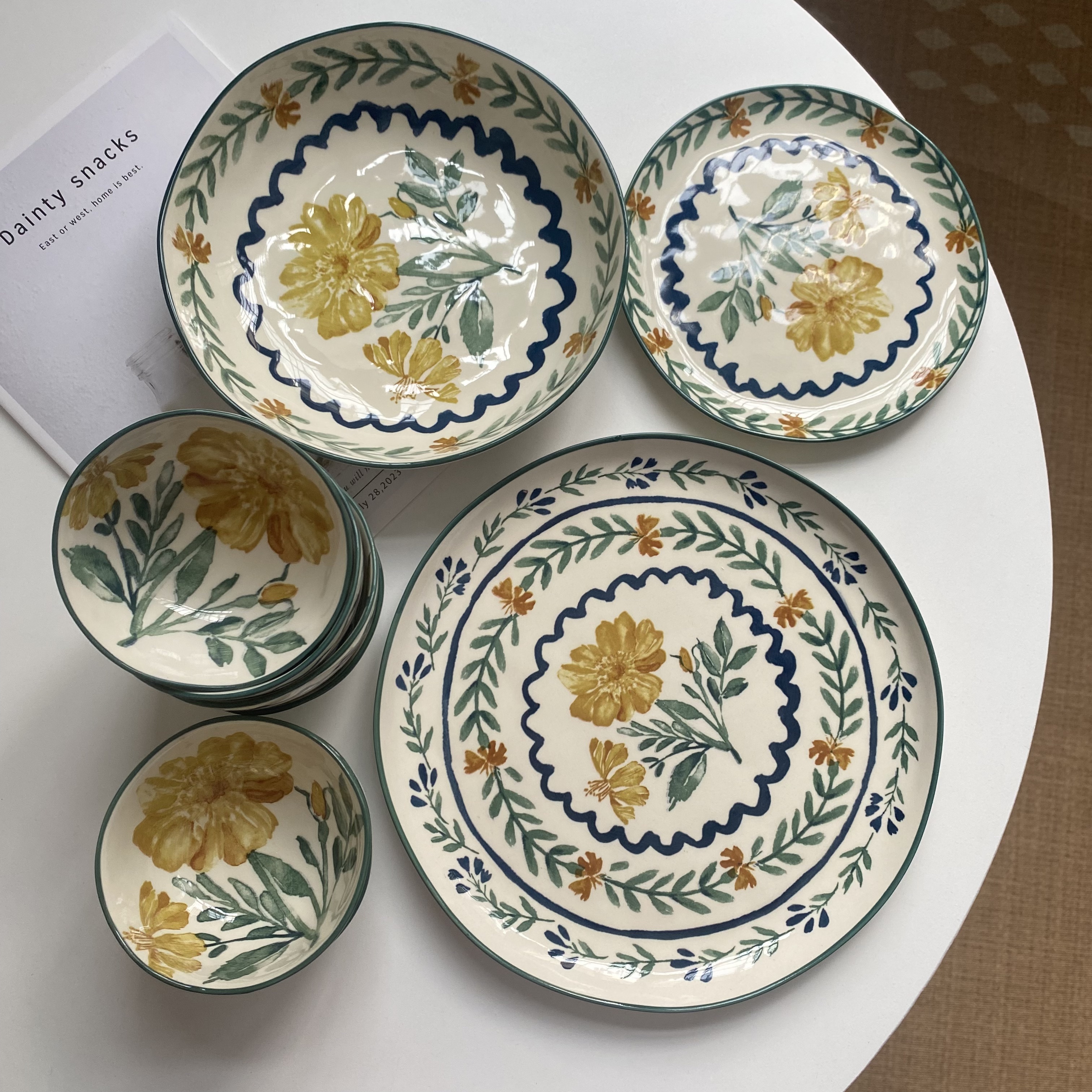 大厂订单 故里瓷器 法式釉下彩菜盘子家用高颜值深汤盘牛排盘精致