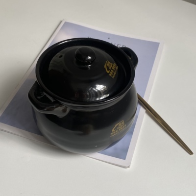 鼎煲陶瓷砂锅炖锅小号一人份耐高温家用燃气专用汤锅沙锅汤煲黑色